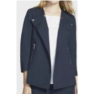 Lafayette 148 New York Dayle Snap Front Swing Jacket Navy Ink Plus Size 14